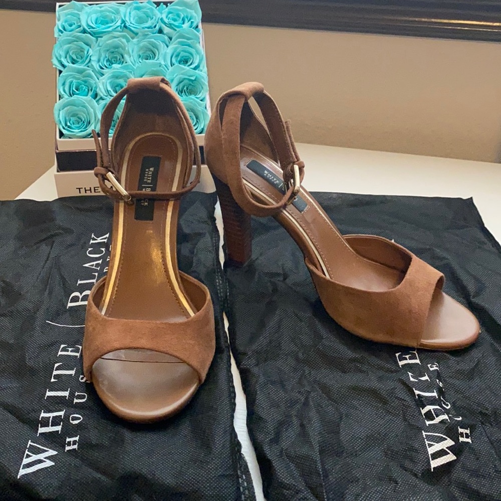 8.5 White House Black Market Hazelnut Ankle strap heel